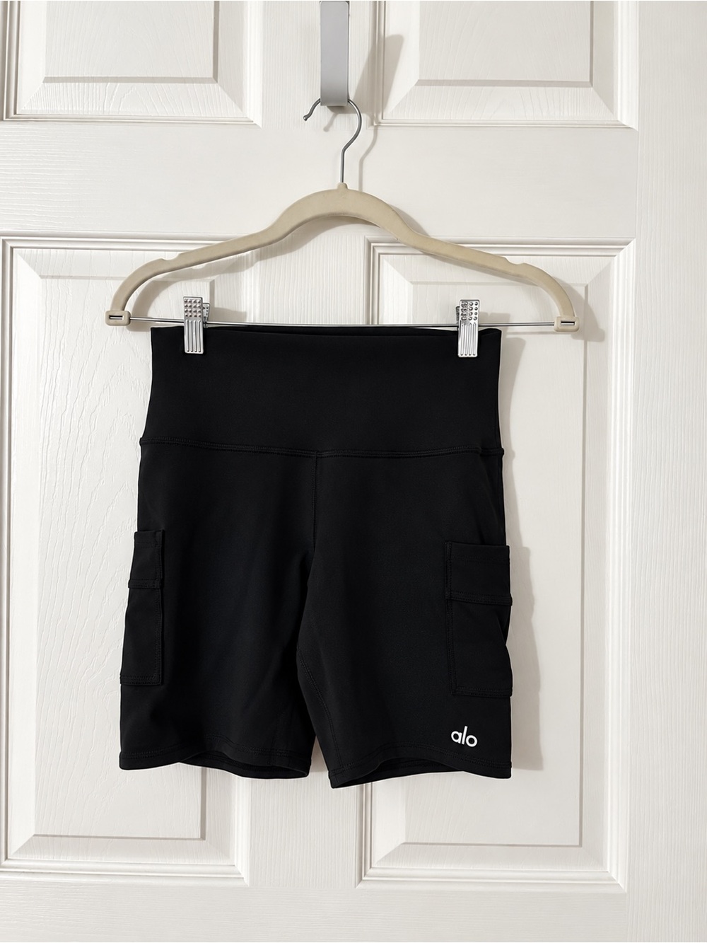 ALO Yoga Black High-Rise Pocket Bike Shorts